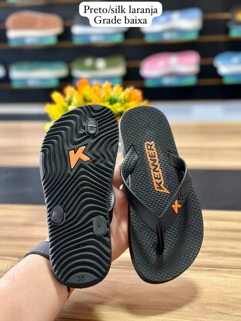 Chinelo Kenner Preto/Silk Laranja - Tamanho 35