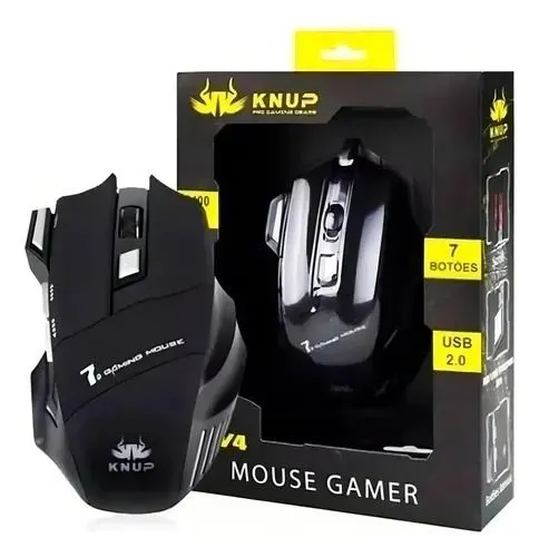 Mouse Gamer Knup 7 Botões USB 2.0