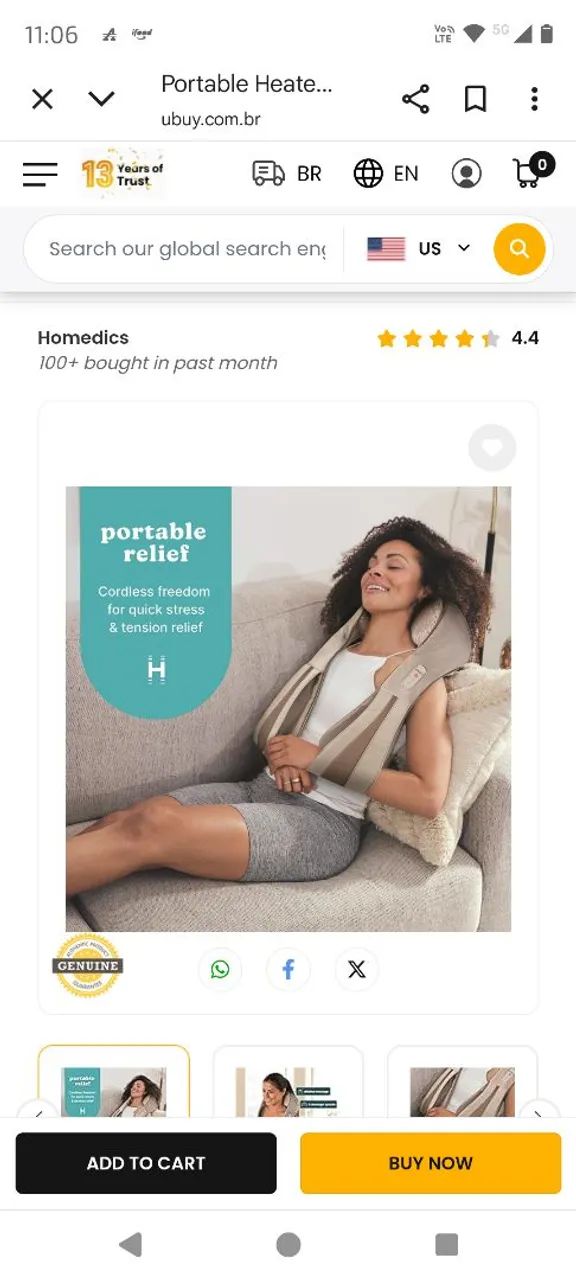 Massageador Shiatsu Deluxe para Pescoço e Ombro - Foto 3