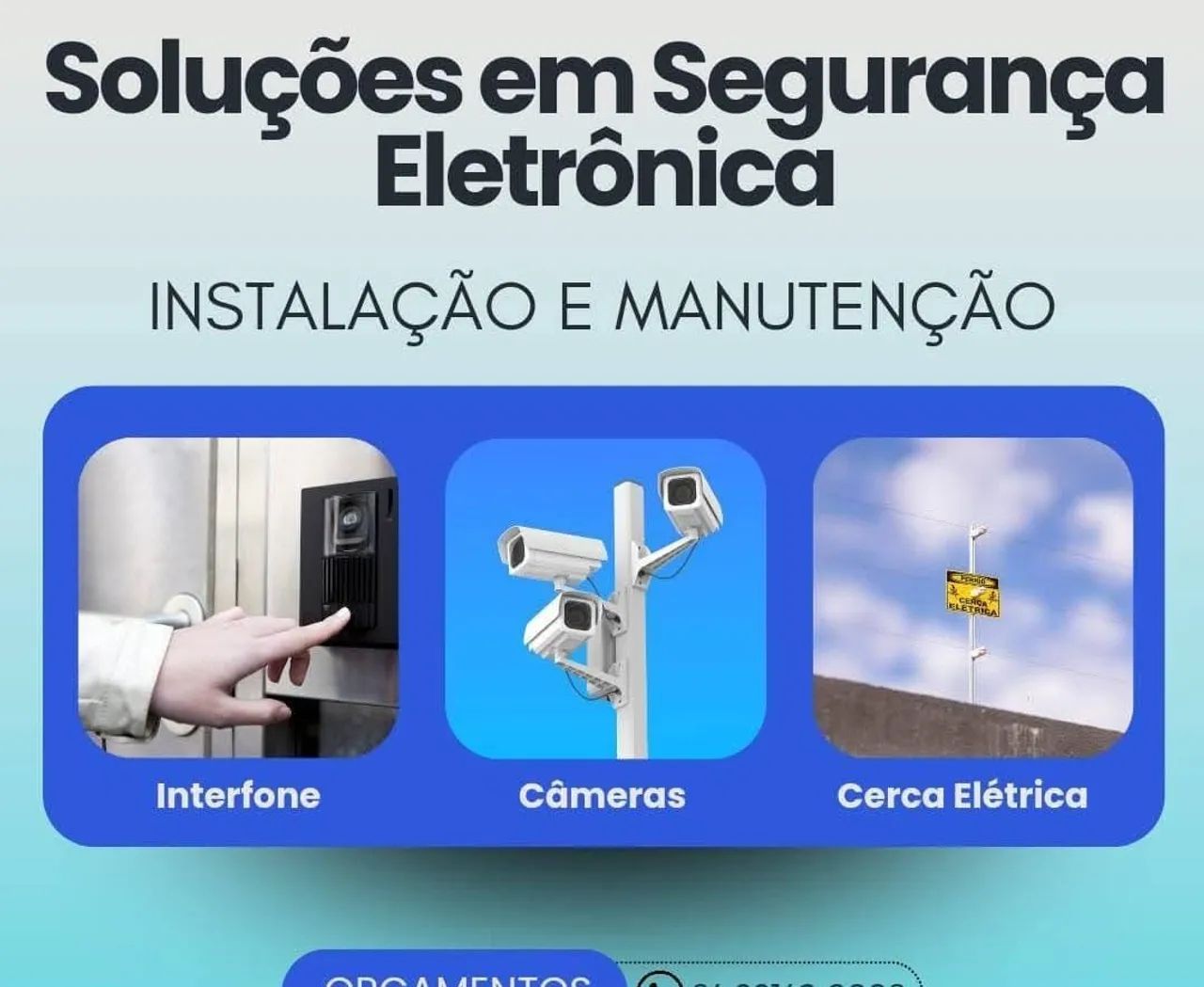Câmera segurança cerca elétrica interfone 