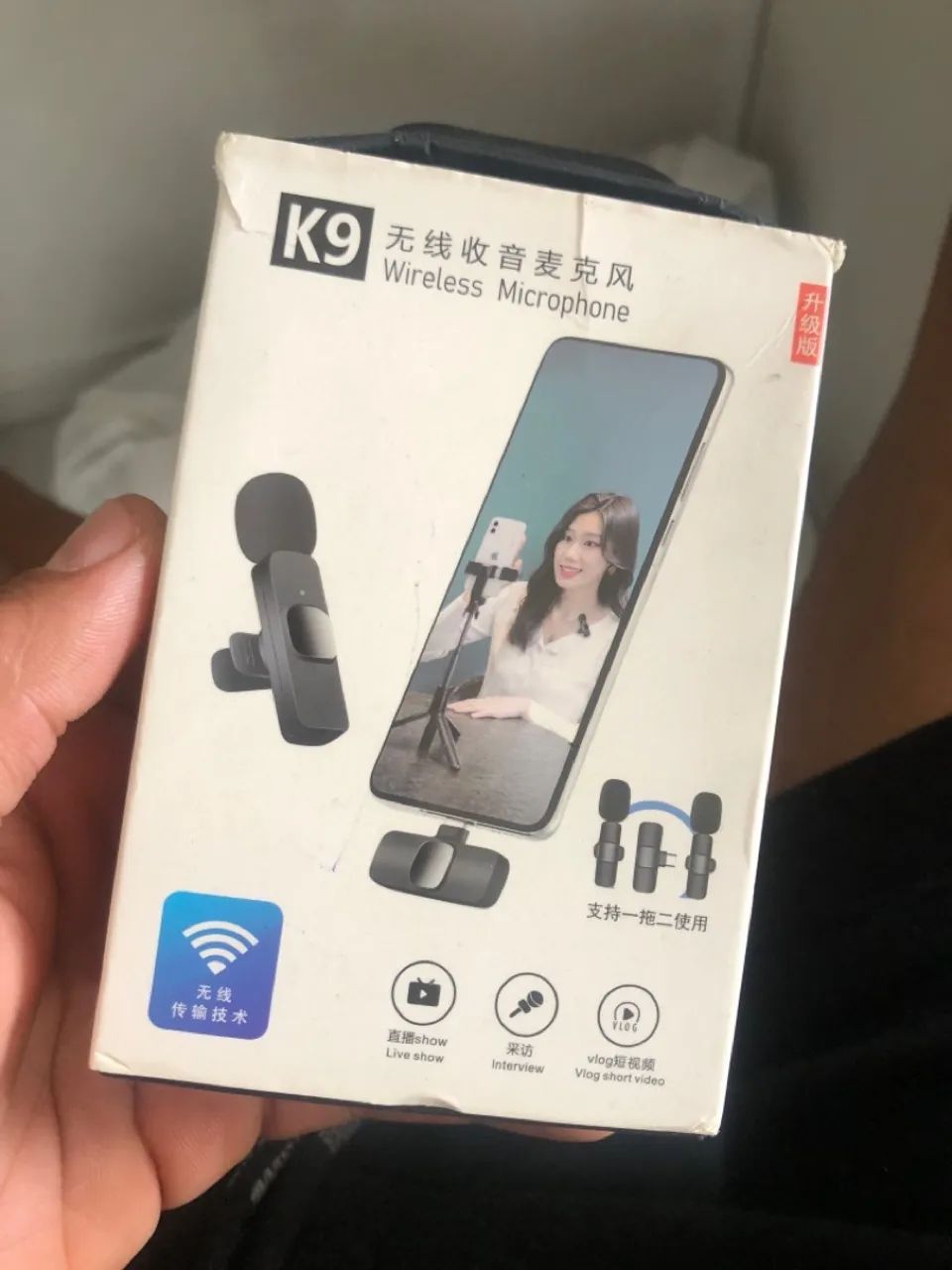 Microfone Sem Fio K9 para Celular - Gravação de Áudio de Alta Qualidade