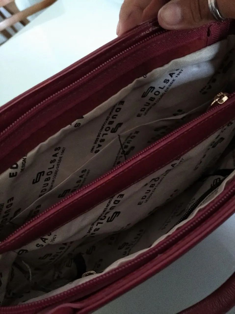 Bolsa vermelha de couro Original EduBolsas - Foto 4