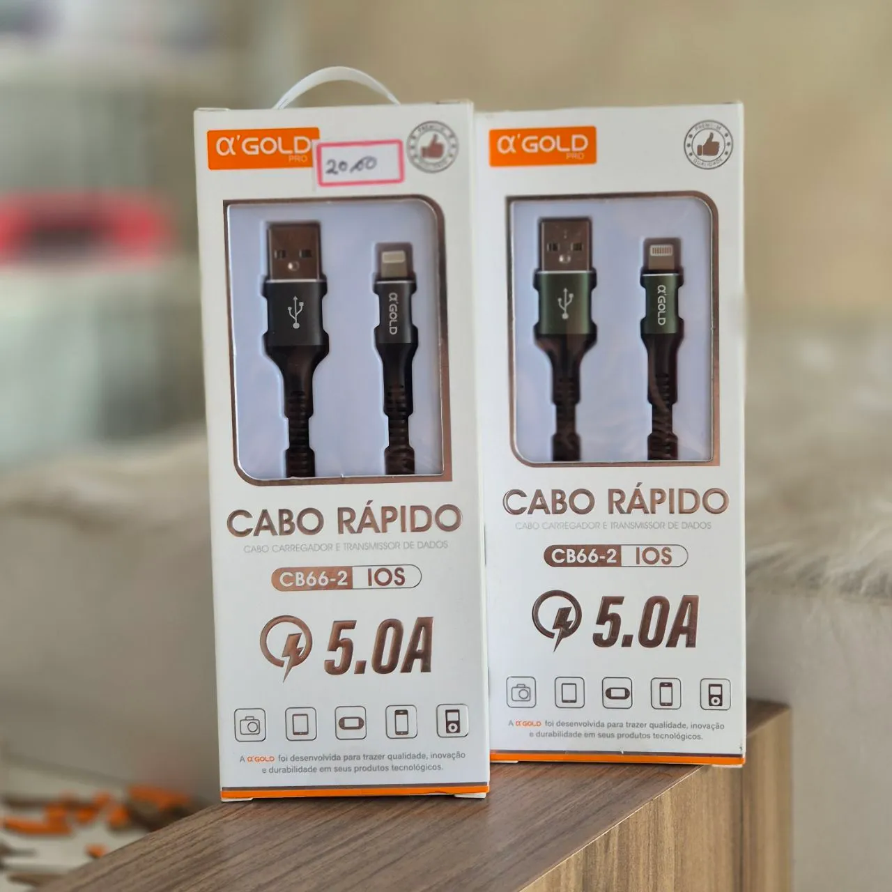 Cabo Rápido A'Gold 5.0A para iPhone - Novo