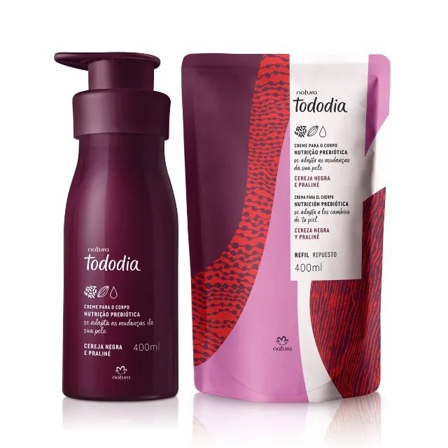 Kit Creme Nutritivo para o Corpo Tododia Cereja Negra e Praliné com Refil 400ml