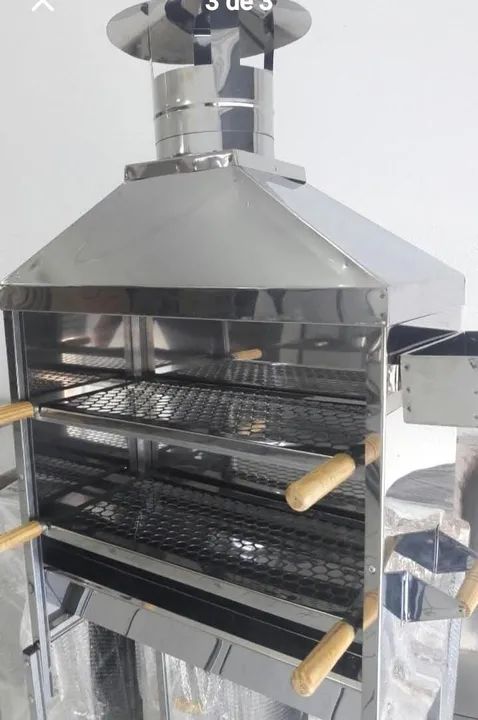 Churrasqueira Espetos Nova de aço inox Carrinho de churrasco Completa carrinho