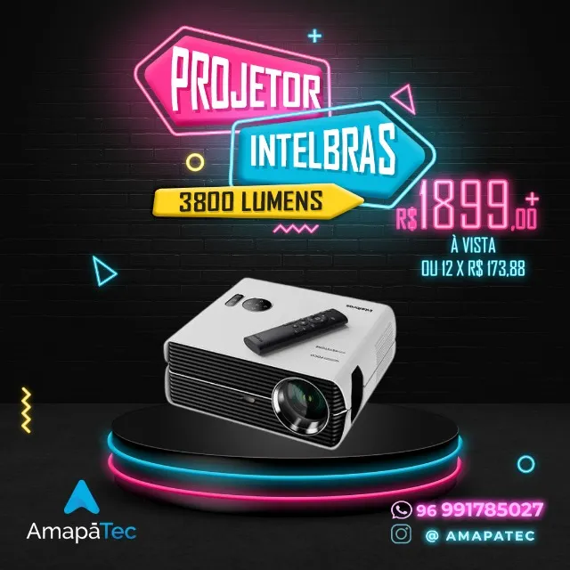 Projetor Intelbras Pfl 641, Full HD 3800 Lumens Até 150 polegadas