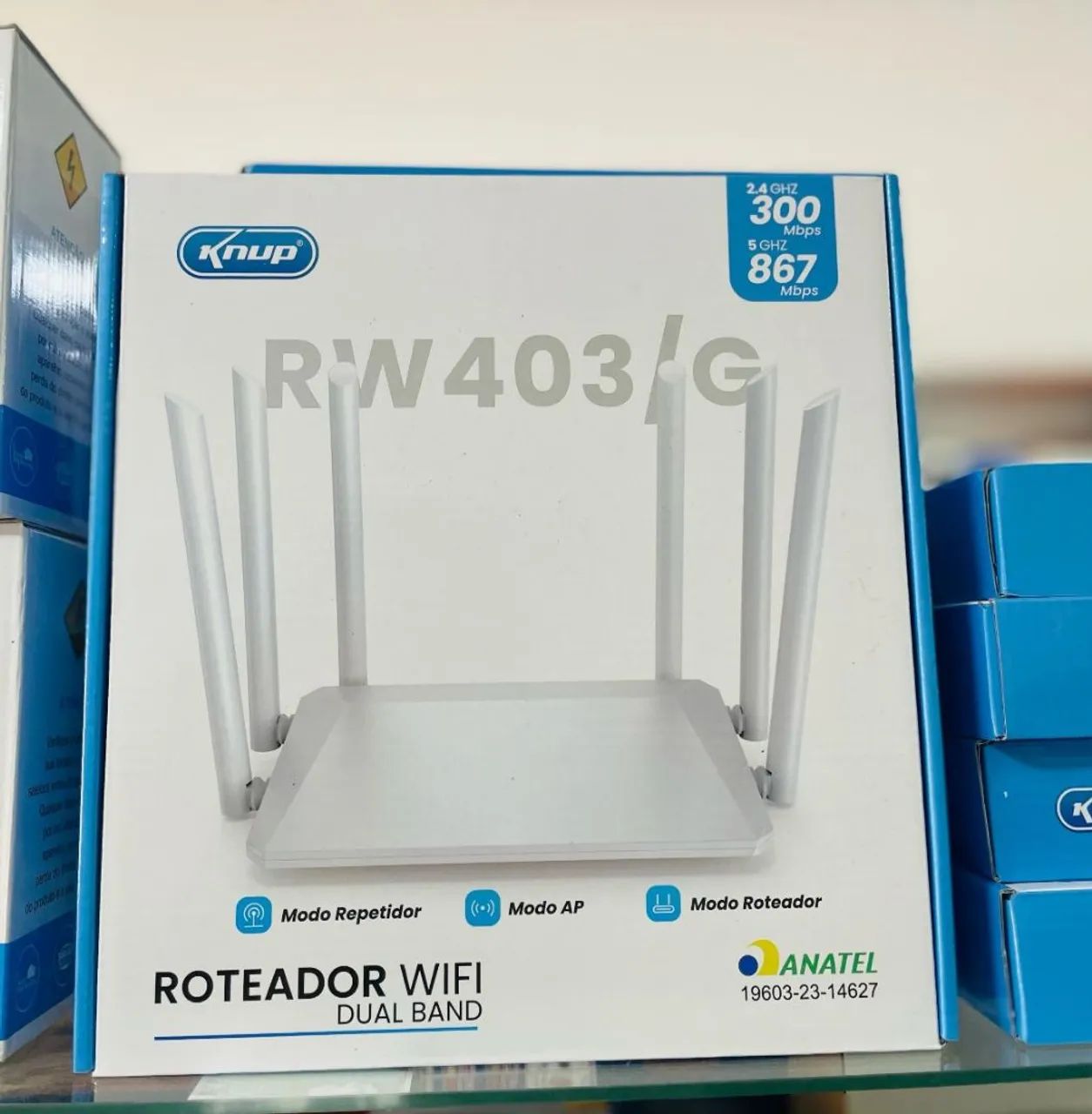 Roteador Wi-Fi Dual Band Knup RW403/G 300 Mbps 2.4GHz e 867 Mbps 5GHz