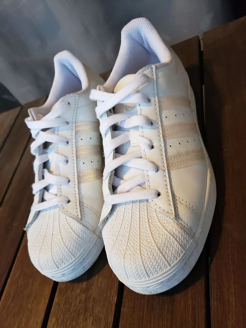 Tênis Adidas Superstar Feminino Branco Holográfico 36 Original
