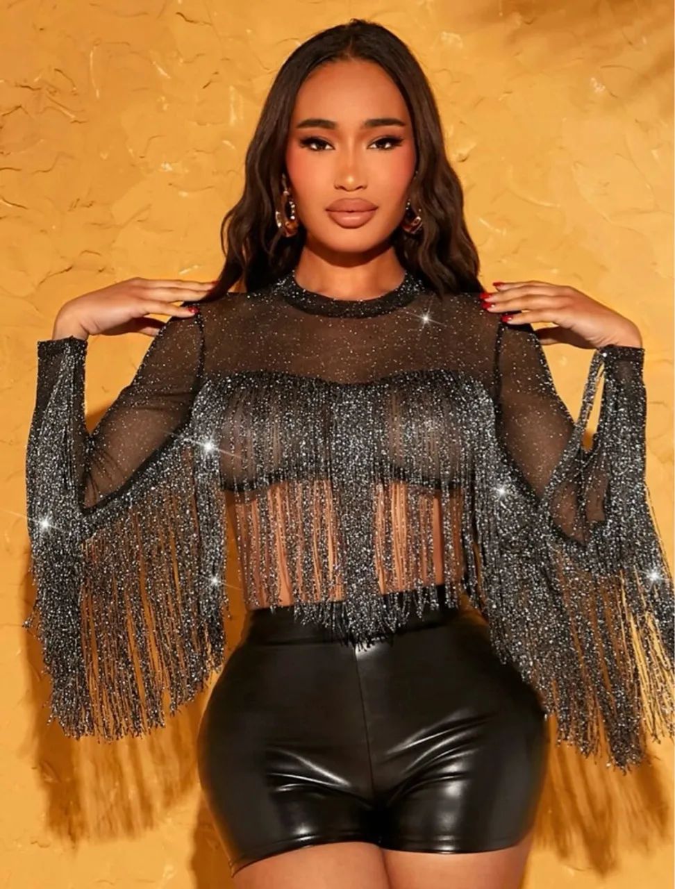 Blusa de franjas com brilho - Foto 3