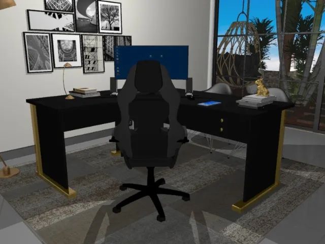 Mesa Executiva Delluxe Gold Alto Padrão. Em L : L200cm x P160cm x A74cm. - Foto 3