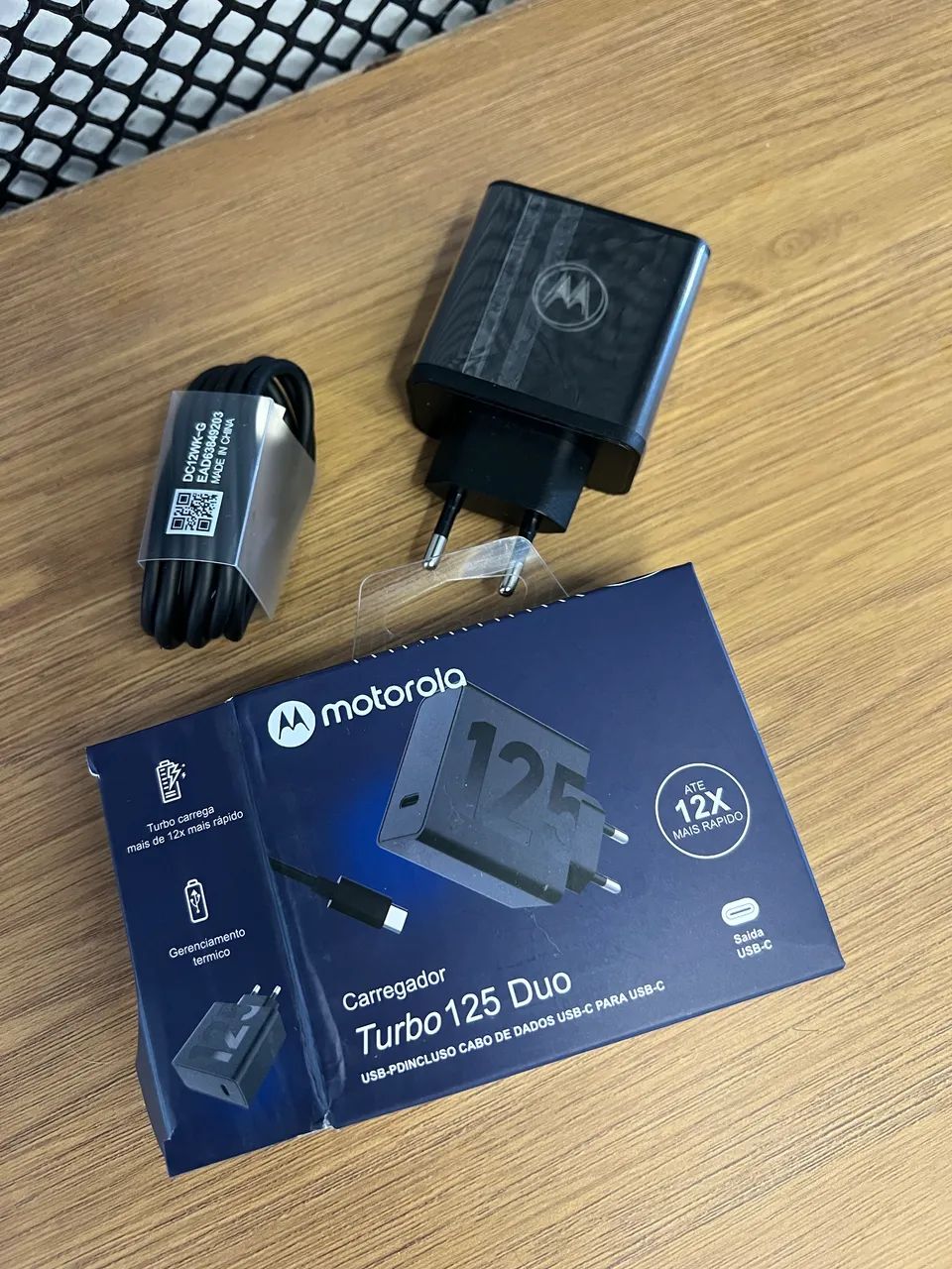 Motorola, Carregador Turbo Power 125W, Cabo 1 Metro, Cabo USB-C Carga rápida