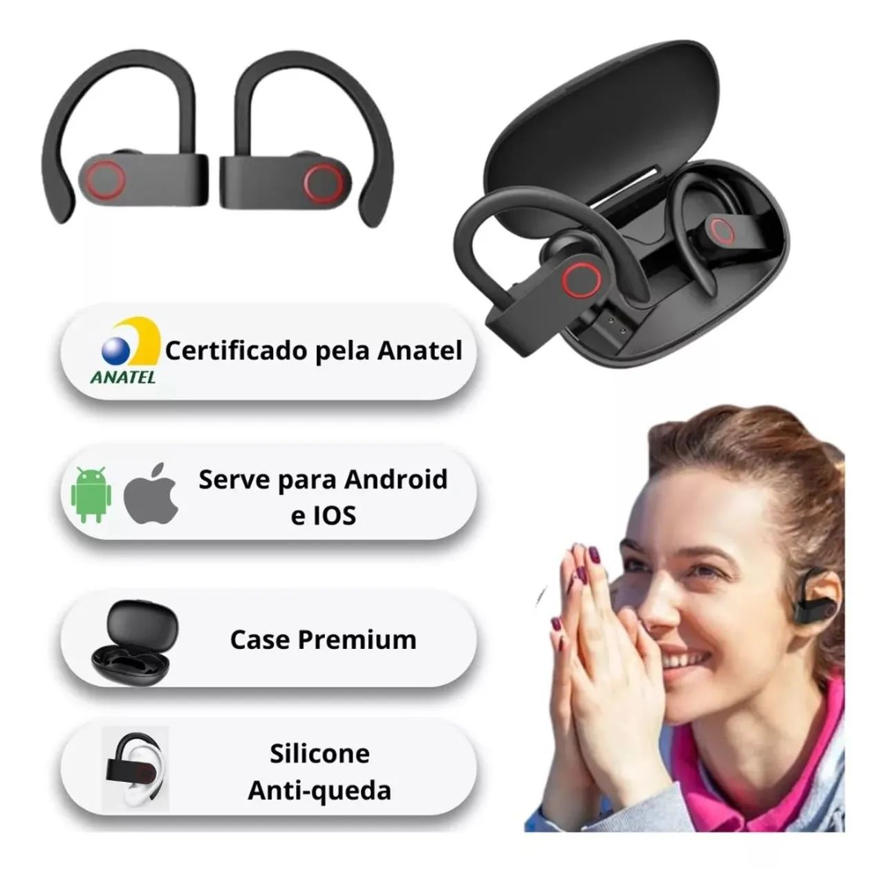 Fone de ouvido bluetooth Altomex com gancho academia motoqueiro - Foto 3