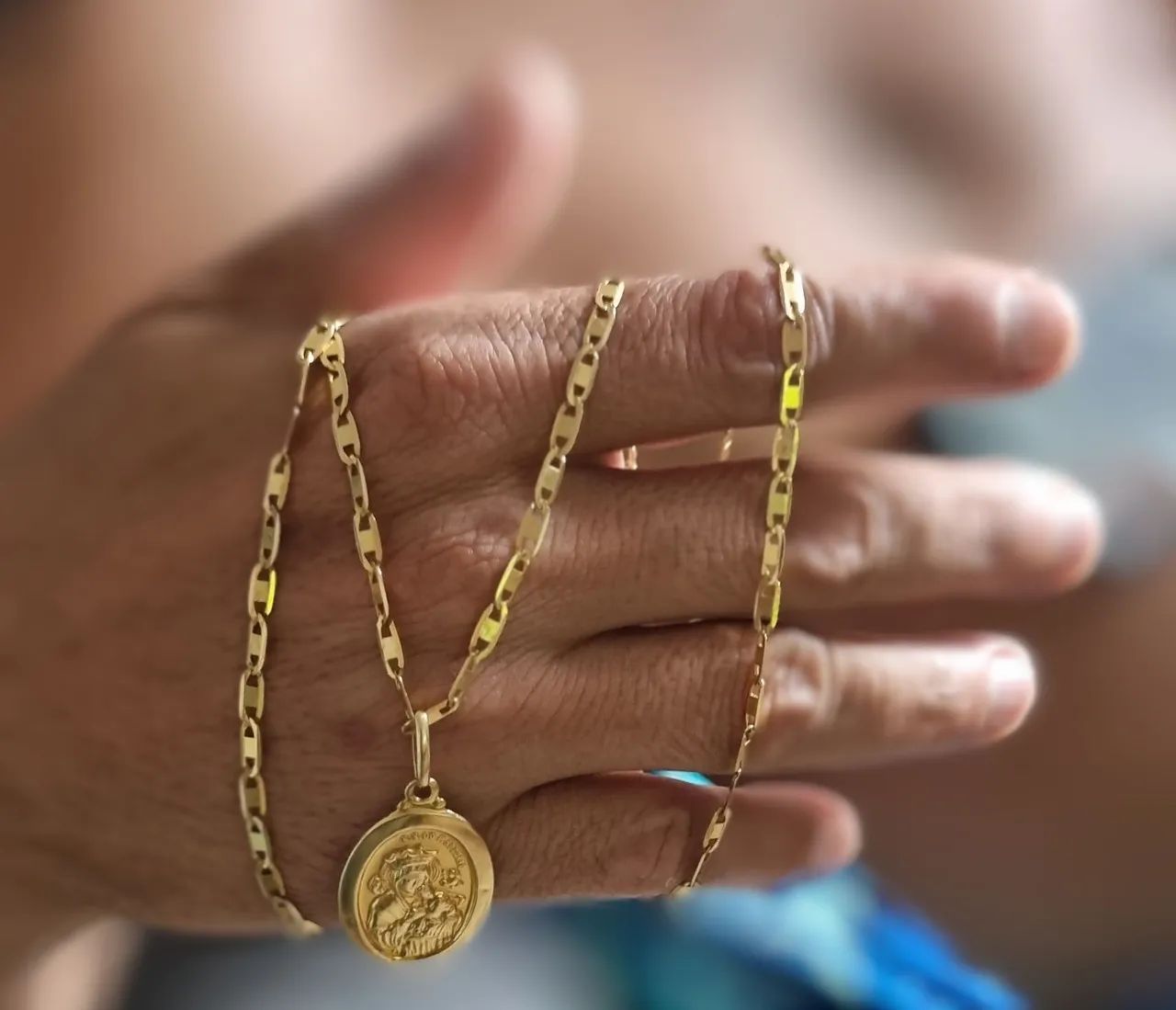 Cordão de Ouro com Medalha 18k 66cm - Foto 2