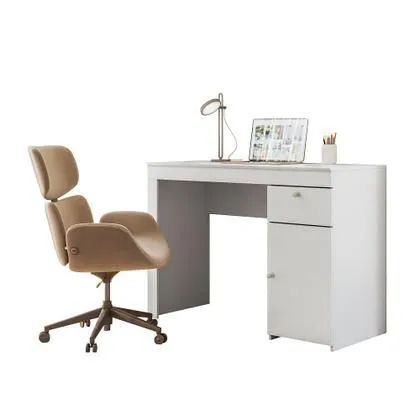 Escrivaninha Home Office Notebook Branco Iris <br> - Foto 3