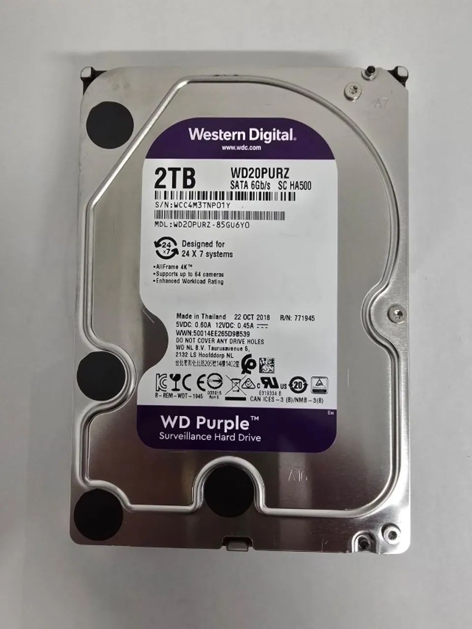 Hd Sata3 2tb Wd Purple 3.5 Wd20purz