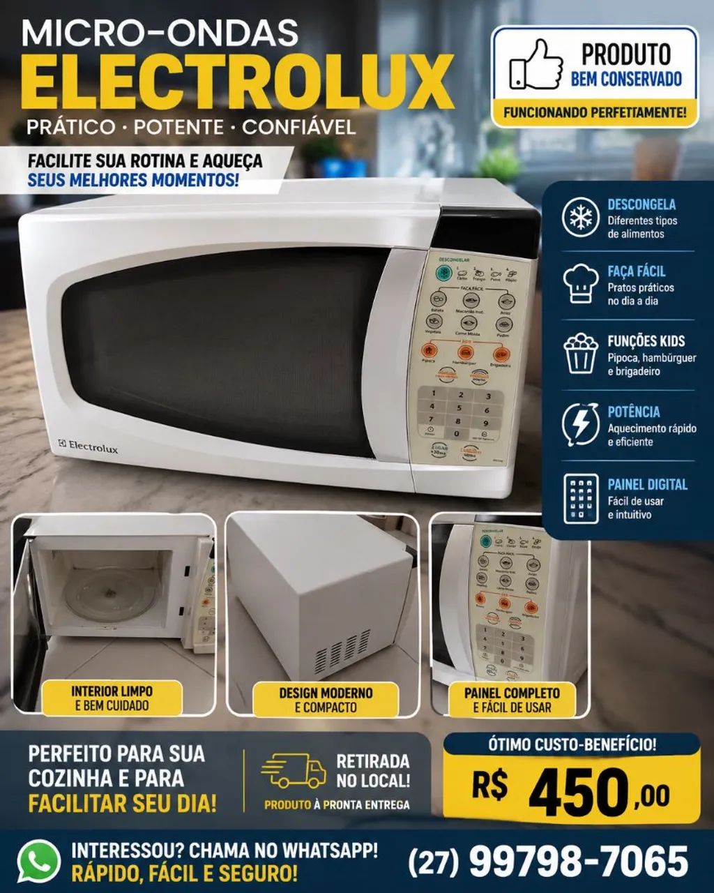 MICRO-ONDAS ELECTROLUX - SUPER CONSERVADO!