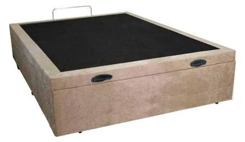Cama Base Box Baú Viúva Bege Suede - Foto 2