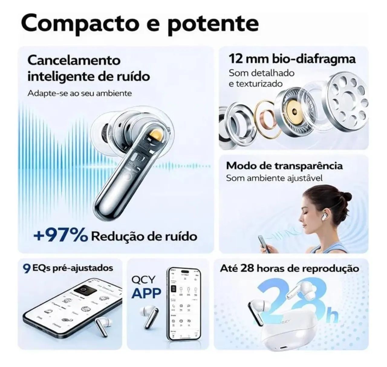 FONE BLUETOOTH QCY N50 - BRANCO - Foto 4