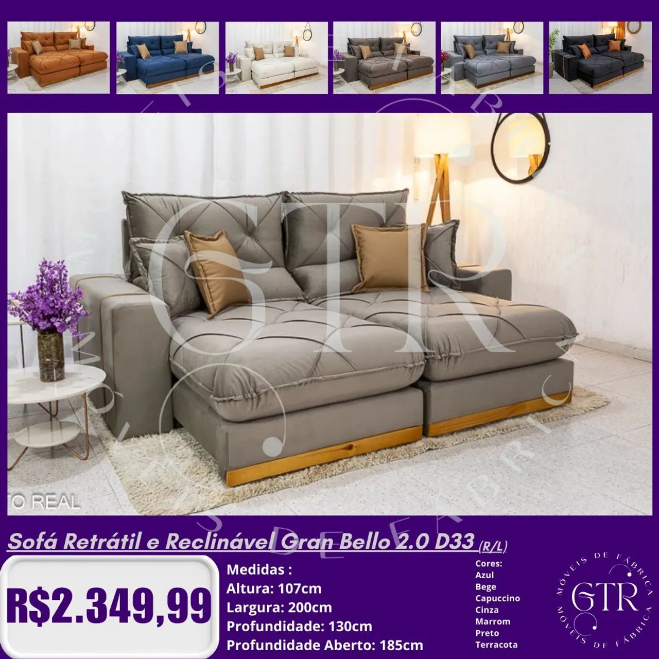 Sofá retrátil reclinável Luxo Gran Bello - Foto 3