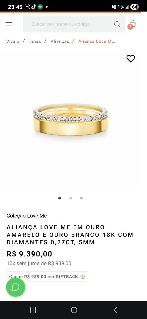 aliança ouro vivara 