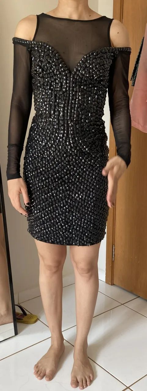 Vestido preto pedraria marca le blog store - Foto 5
