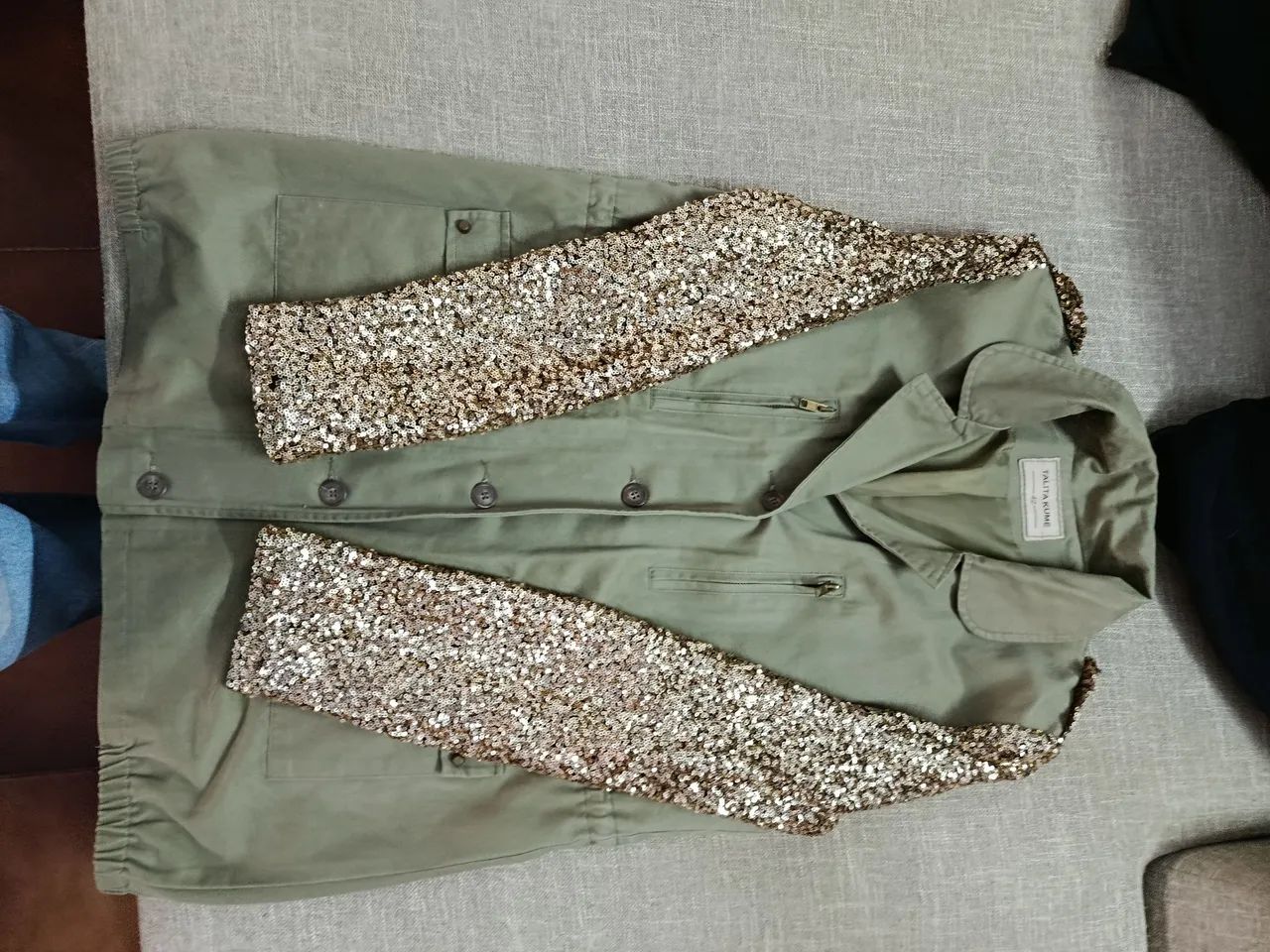 Parka verde mangas em paetê  - Foto 3