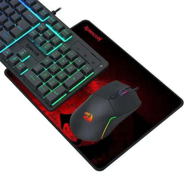 Combo Gamer Redragon Essentials S166 4 em 1 Teclado/Mouse/Headset/Mousepad - WZetta - Foto 5