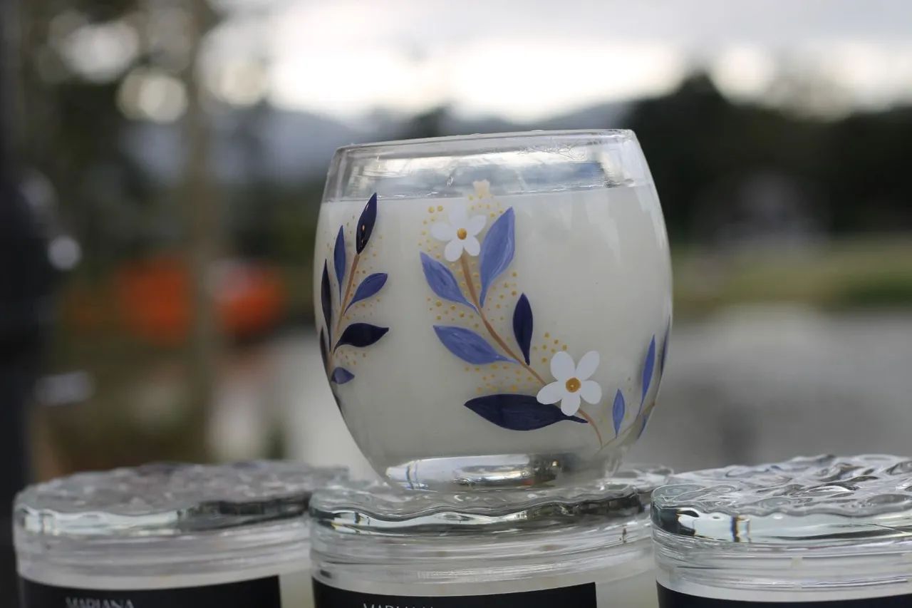 Decoração, velas aromáticas, pintada a mão 