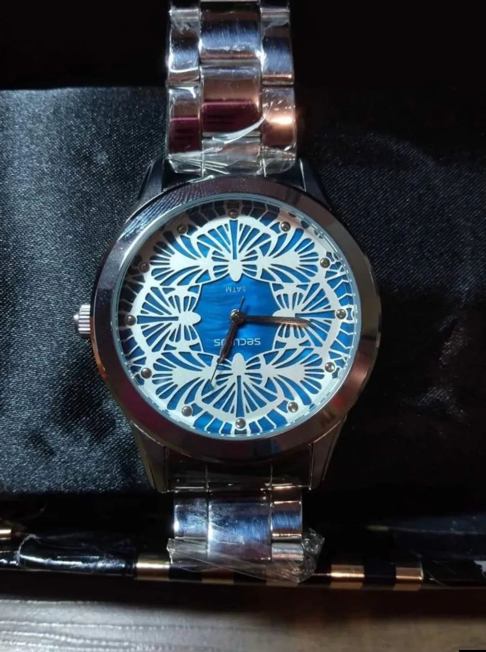 Relógio feminino seculus original azul prata - Foto 2