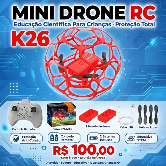 Mini Drone Rc Educação Científica Para Crianças Proteção K26