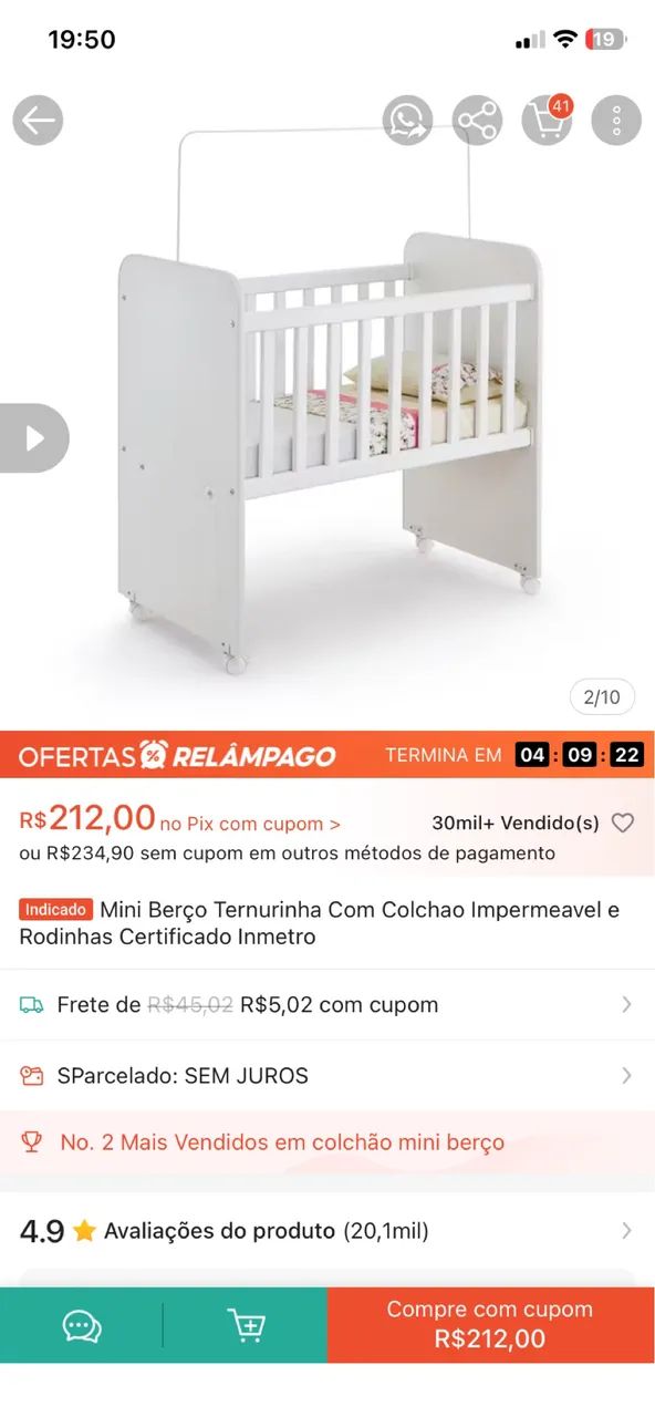 Combo Bebê: Mini Berço + Cadeira de Descanso Maxi Baby - Foto 2