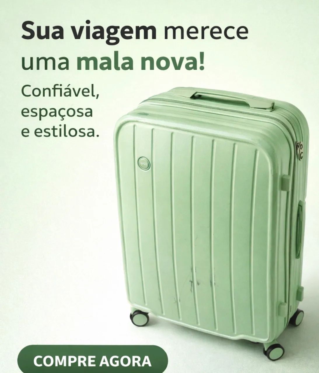 Mala de viagem média verde com rodinhas 360º - Foto 5