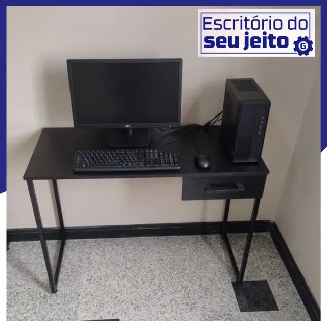 Escrivaninha Industrial com Gaveta 1,1M Mesa Multiuso para Computador Notebook de Estudo - Foto 3
