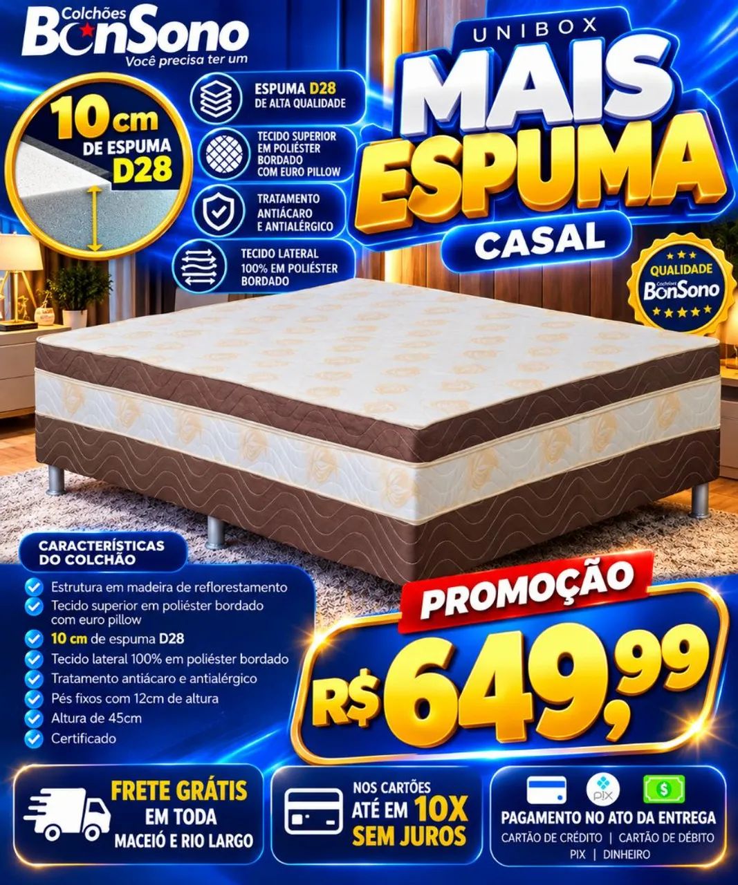OFERTAS CAMA BOX MAIS ESPUMA D28 BOM SONO 
