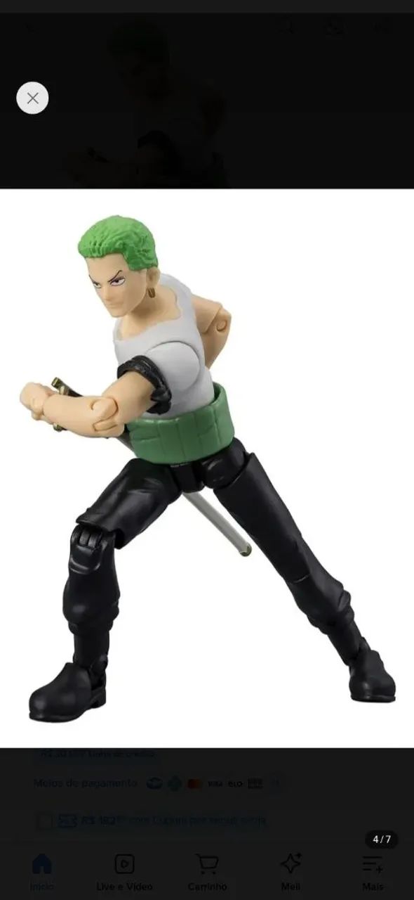 One Piece. Boneco Roronoa Zoro 12CM Com Acessórios<br><br>12cm Com Acessório - Foto 4