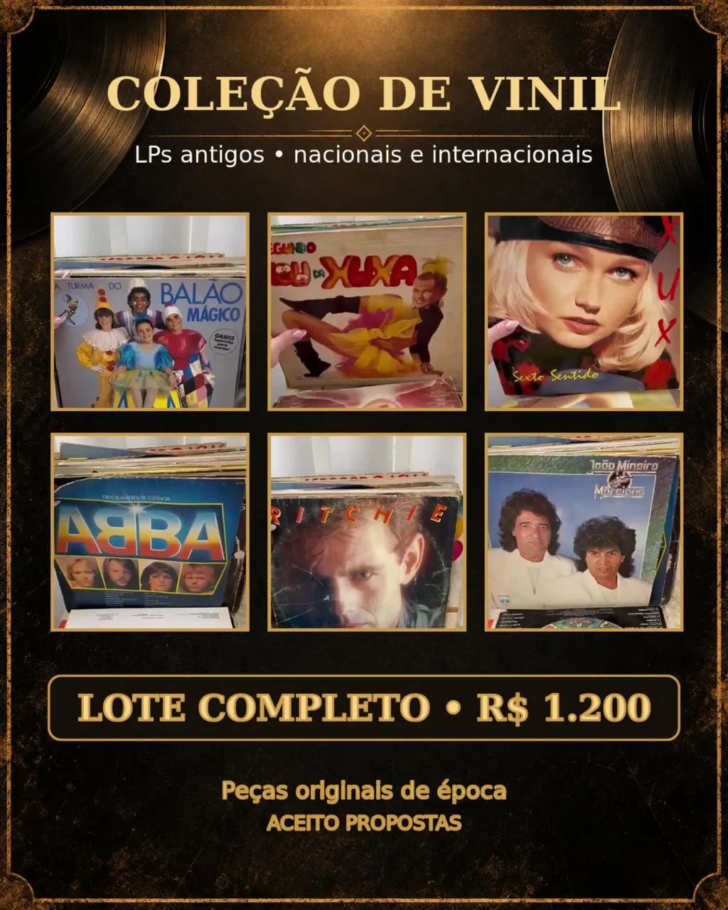 Coleção de discos de vinil antigos e originais - Foto 2