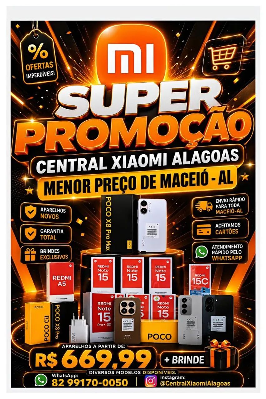XIAOMI POCO X7 PRO, POCO X8 PRO, REDMI NOTE 15 PRO E DIVERSOS MODELOS DISPONÍVEIS