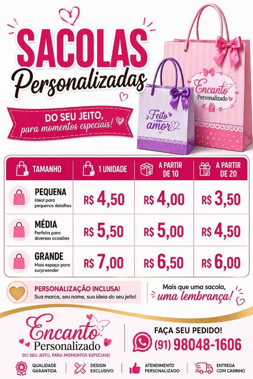 Sacolas personalizadas 