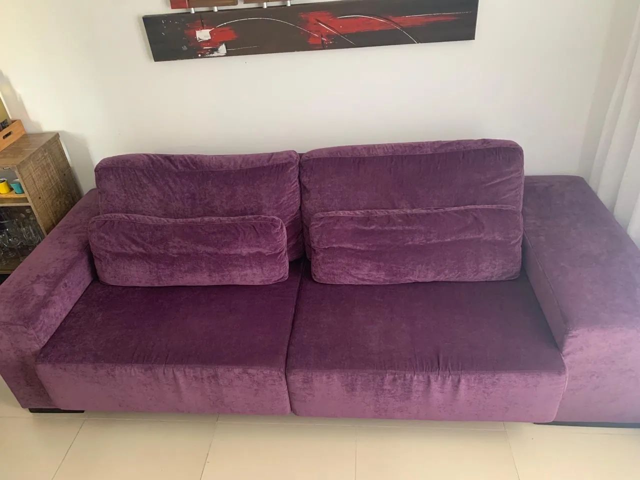 Sofá Retrátil 2,60m Grande e Confortável - Roxo - Foto 4
