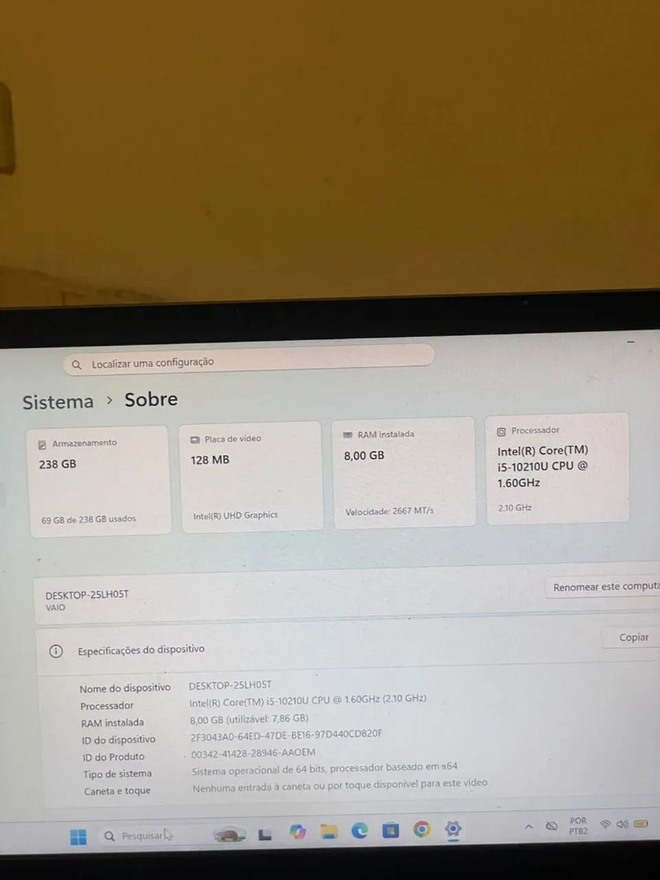 Notebook Vaio Core i5 10ª Geração | 8GB RAM | SSD 256GB | Full HD - Foto 3