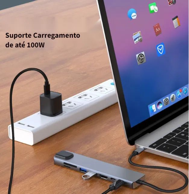 HUB Tipo C 8 em 1 Com HDMi Para Notebook / Macbook - Foto 4