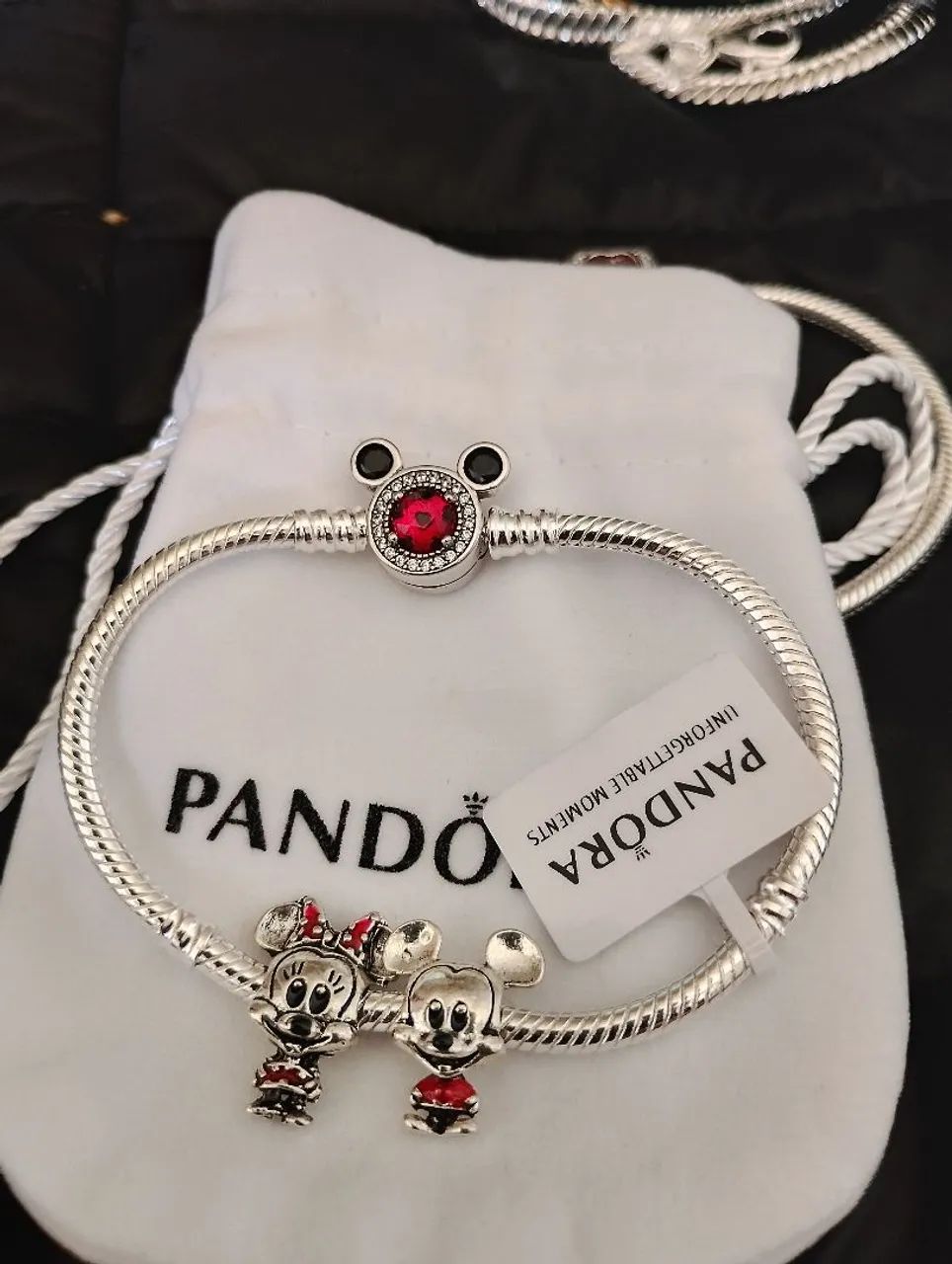 Pulseira Disney Mickey e Minnie em Prata 925 - Foto 2
