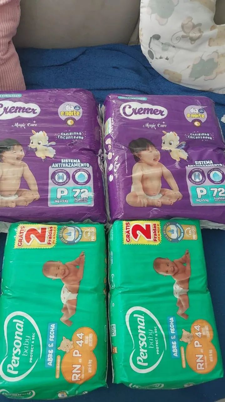 Lote de fraldas P da Personal e Cremer