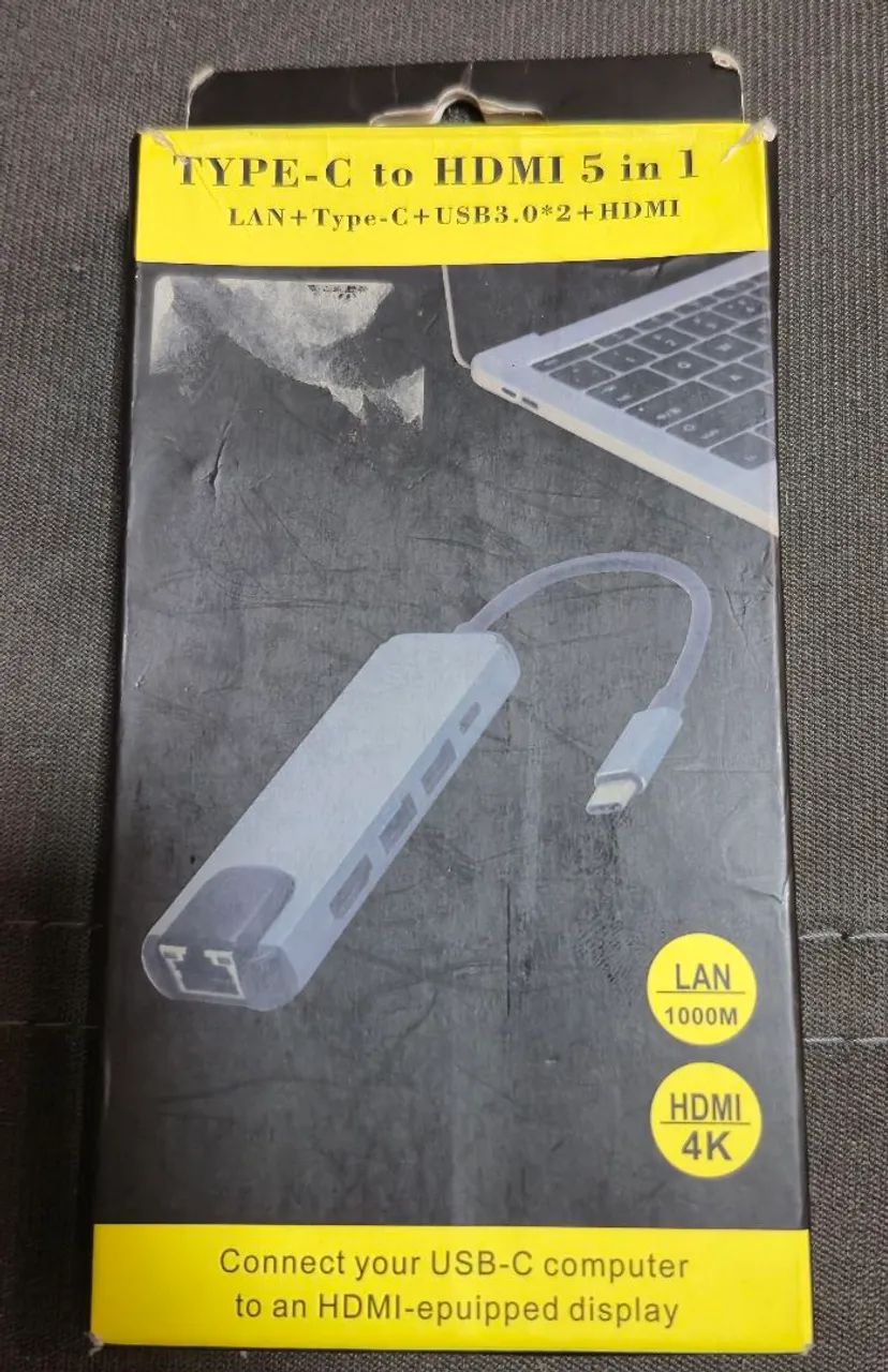 Hub USB-C 5 em 1 HDMI 4K + 2 USB + USB-C - Perfeito para Notebook e Celular<br> - Foto 4