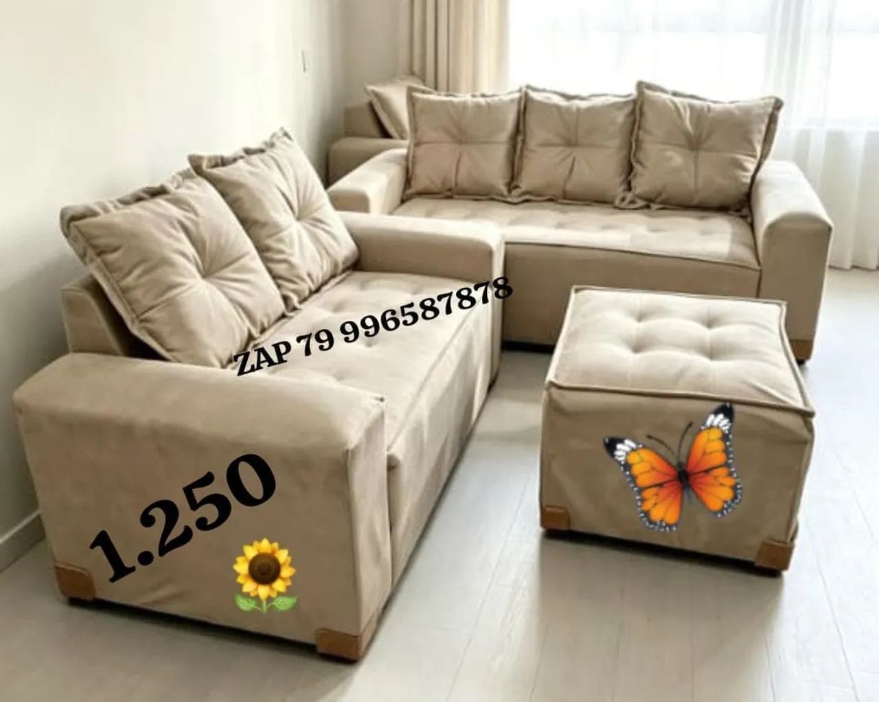 Conjunto de sofá com puff  Retrátil  - Foto 4