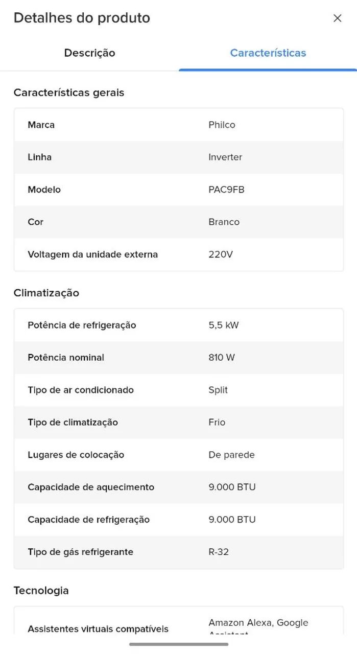 AR CONDICIONADO- PHILCO- 9000 BTUS- COM 1 MÊS DE USO - Foto 5