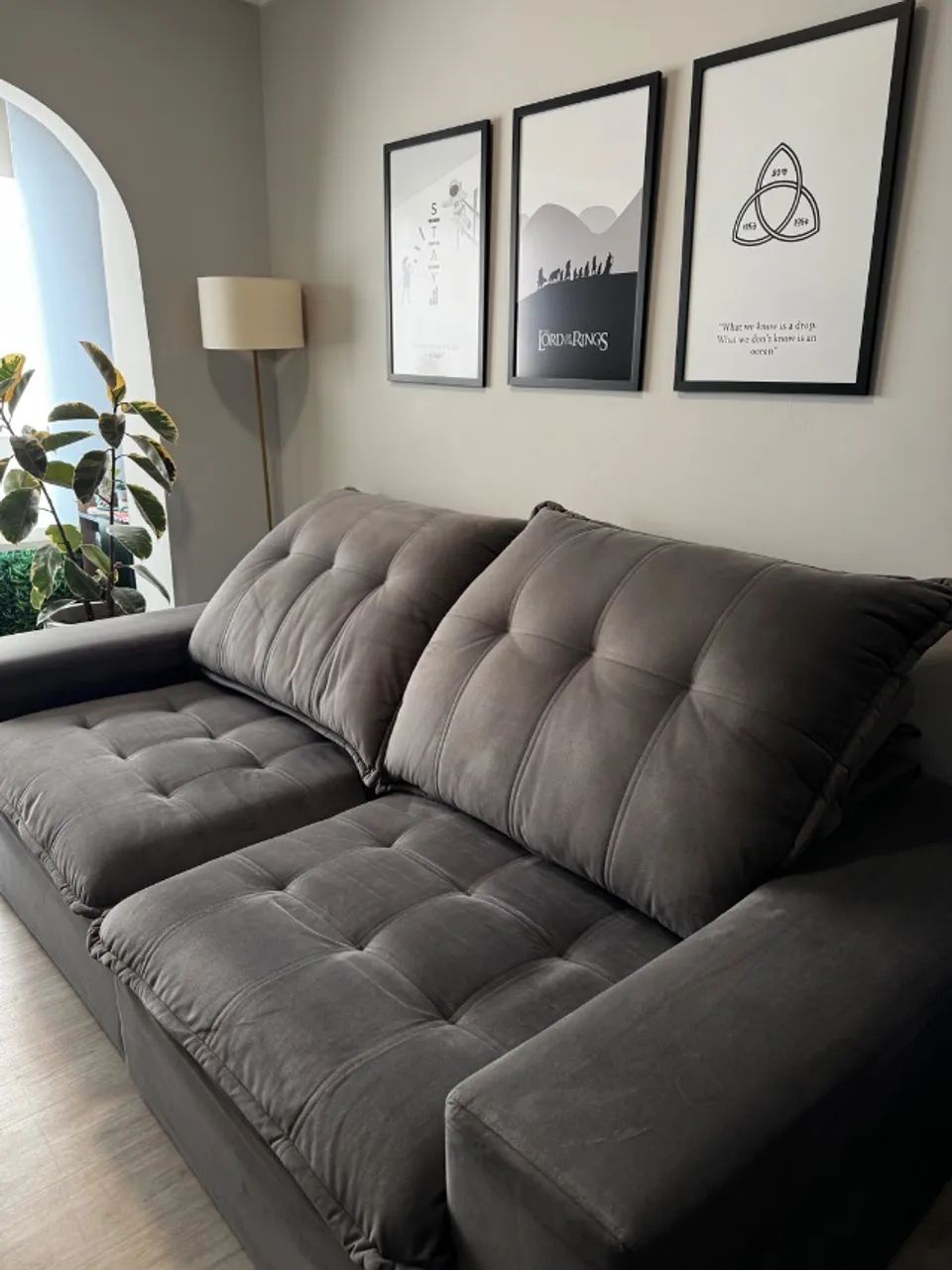 Sofá Retrátil Cinza 2,30m (Molas ensacadas)  - Foto 2