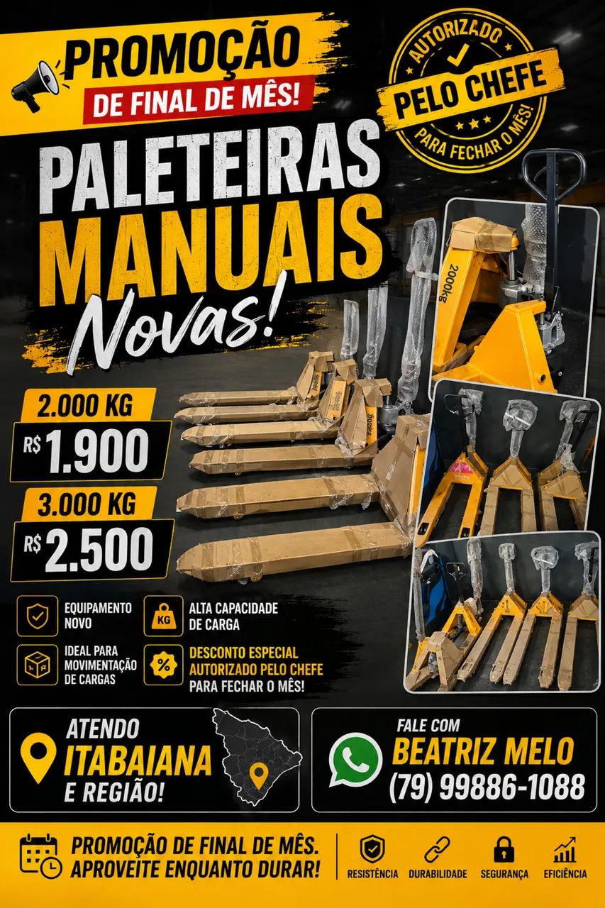 Paleteira Manual 200kg e 300kg - Nova