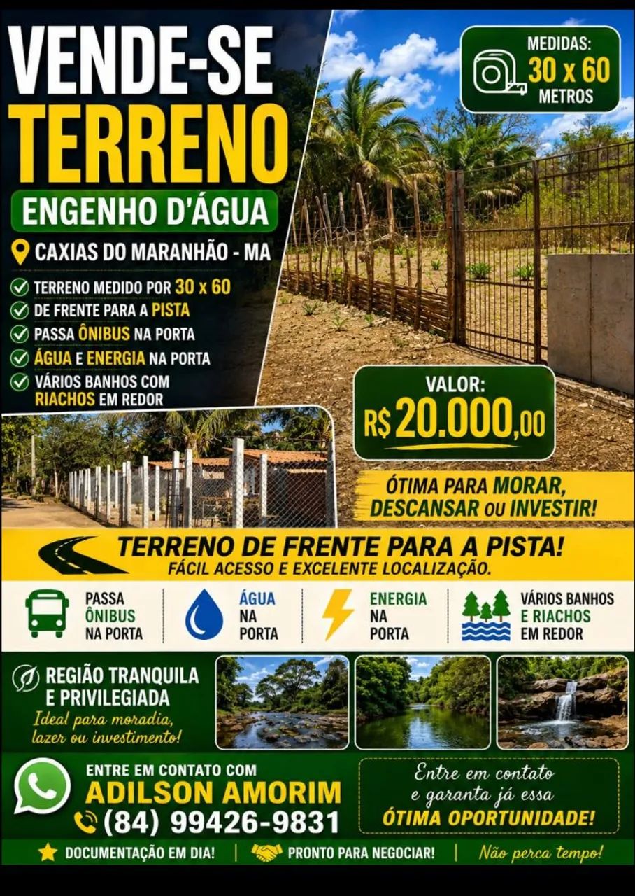 Vendo terreno 30x60 