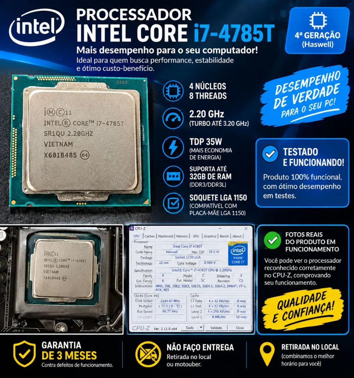 ? PROCESSADOR INTEL CORE i7-4785T - 4ª GERAÇÃO ?